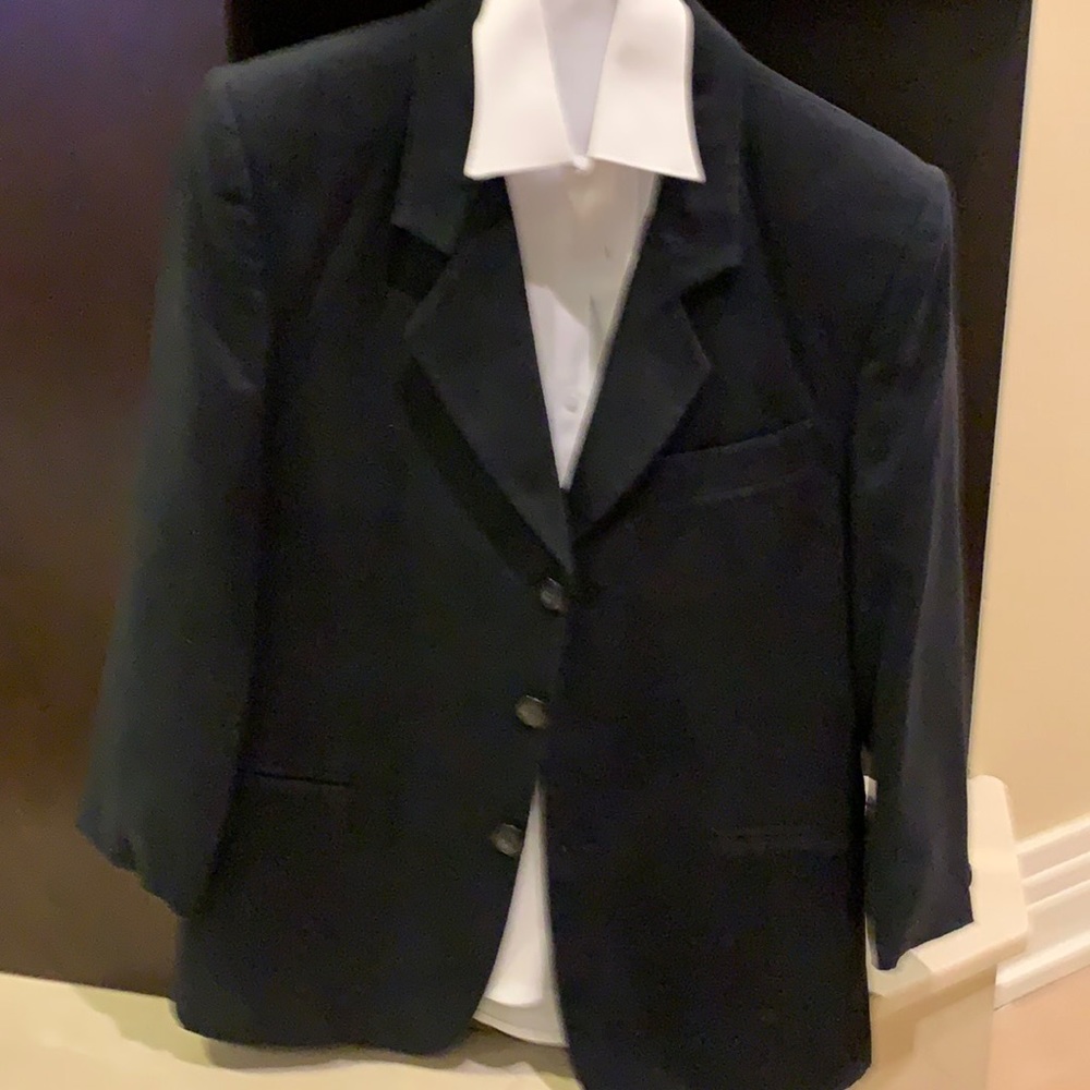 Boys Black suede blazer with gorgeous white shirt